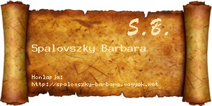 Spalovszky Barbara névjegykártya